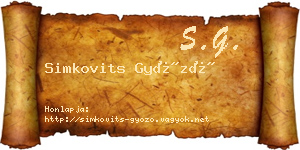 Simkovits Győző névjegykártya